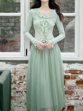 Load image into Gallery viewer, Green Lace Top with Layered Tulle Skirt Enchanted Garden Romantic Vintage Set