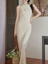 Load image into Gallery viewer, 2PS White Flower Handmade Vintage 1940S Dress and Cardigan Suit