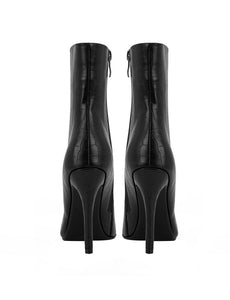 Black High Heel Pointed Toes Retro Short Boots Shoes