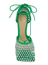 Load image into Gallery viewer, 10CM High Heel Square Toe Rhinestones Twine Sandals