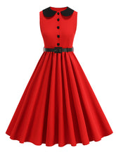 Load image into Gallery viewer, 1950s Vintage Baby Blue Peter Pan Collar Sleeveless Retro Swing Dress