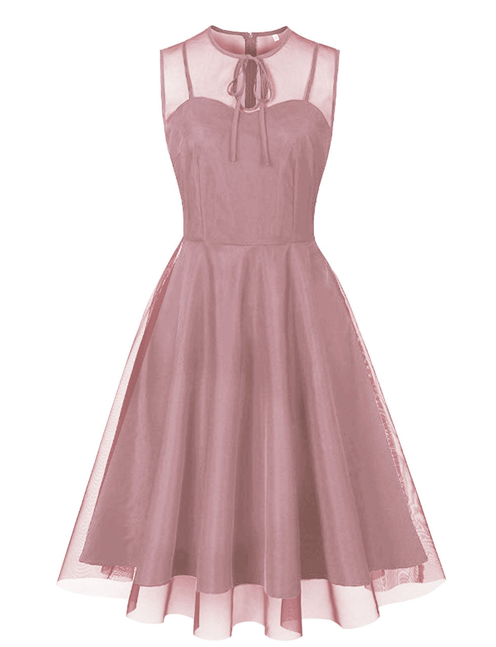 Nude Pink Mesh 1950S Vintage Swing Dress