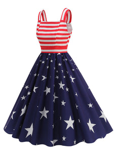 American Flag Stars Stripes Strap 1950S Vintage Dress