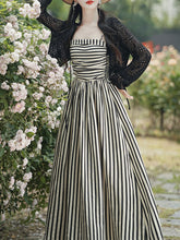 Load image into Gallery viewer, 1950S Hepburn Style Black and White Stripe Swing Dress For Women
