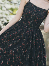 Load image into Gallery viewer, 2PS Vintage Black Floral Chiffon Maxi Dress with Black Cardigan