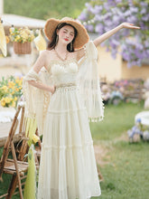 Load image into Gallery viewer, White Bohemian Embroidered Retro Maxi Dress 1970S Vintage Set