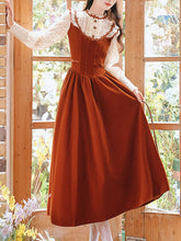 Load image into Gallery viewer, 50s Retro Brown Lace with Sequin Velvet Vintage Halloween Dress