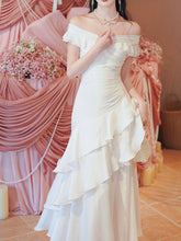 Load image into Gallery viewer, Off Shoulder Ruffle White Dress