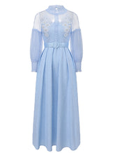 Load image into Gallery viewer, Women's Gothic Black Semi-Sheer Lace Long Puff Sleeve Dress