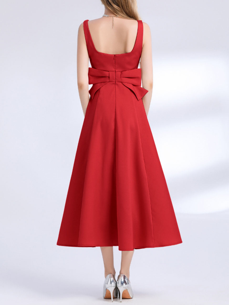 Red Satin V Neck Sleeveless Classic 1950S Vintage Sweet Party Dress Jolly Vintage Red Satin V Neck Sleeveless Classic 1950S Vintage Sweet Party Dress Jolly Vintage