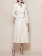 Load image into Gallery viewer, White Vintage Style Double Breasted Trench Dress Coat