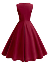 Load image into Gallery viewer, Dark Green V Neck Sleeveless Swing 1950S Vintage Dress