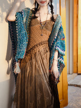 Load image into Gallery viewer, 2PS Brown Lace Strap Dress With Bohemia Cardigan Suit