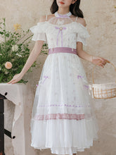 Load image into Gallery viewer, Elegant Victorian White Lace Off-Shoulder Dress