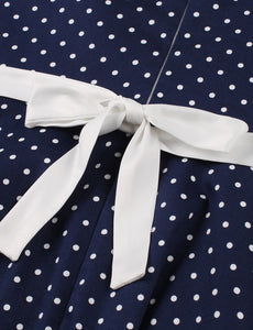 Navy Spaghetti Strap Polka Dots 1950S Swing Dress