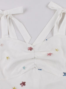 Star Embroidered 1950s Vintage Swing Dress