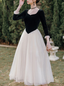 Ballet Sweet Collar Vintage Little Black And White Dress