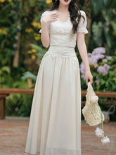 Load image into Gallery viewer, Chic White Hepburn Style Shimmer Co-ord Set - Retro Lace Top &amp; Bodycon Fish Tail Midi Skirt 2-Piece Suit