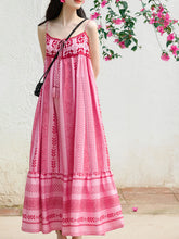 Load image into Gallery viewer, 2PS Pink Spaghetti Strap Tropical Pattern Holiday  Dress With White Long Sleeve Cardigan