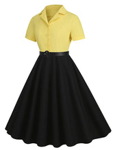 Load image into Gallery viewer, Wine Red Solid Color 1950S Vintage Shirt Swing Dress