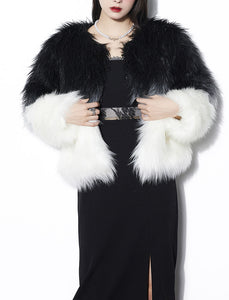 Gradient Color Faux Fur Long Sleeve Coat Women Winter Coat