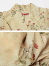 Load image into Gallery viewer, 2PS Brown Floral Print Ruffled Sleeve Shirt With Swing Skirt Set