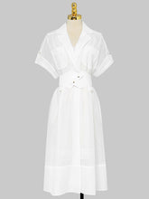 Load image into Gallery viewer, White Lapel Trench 1950S Vintage Organza Dress