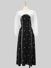 Load image into Gallery viewer, 2PS White 1950S Vintage Cape And Spaghetti Strap Flower Swing Dress Suit