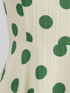 Green Polka Dots Vintage Strap Backless 1950S Vintage Dress
