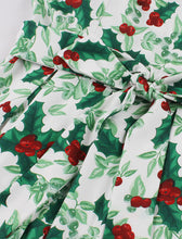 Load image into Gallery viewer, Christmas Green Spaghetti Strap Vintage Swing Dress