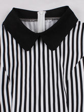 Load image into Gallery viewer, Black Peter Pan Collar Stripe 1950s Vintage Swing Dress With Pocket