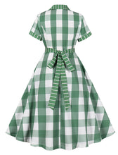Load image into Gallery viewer, Christmas Green Plaid 1950S Cotton Swing Dress