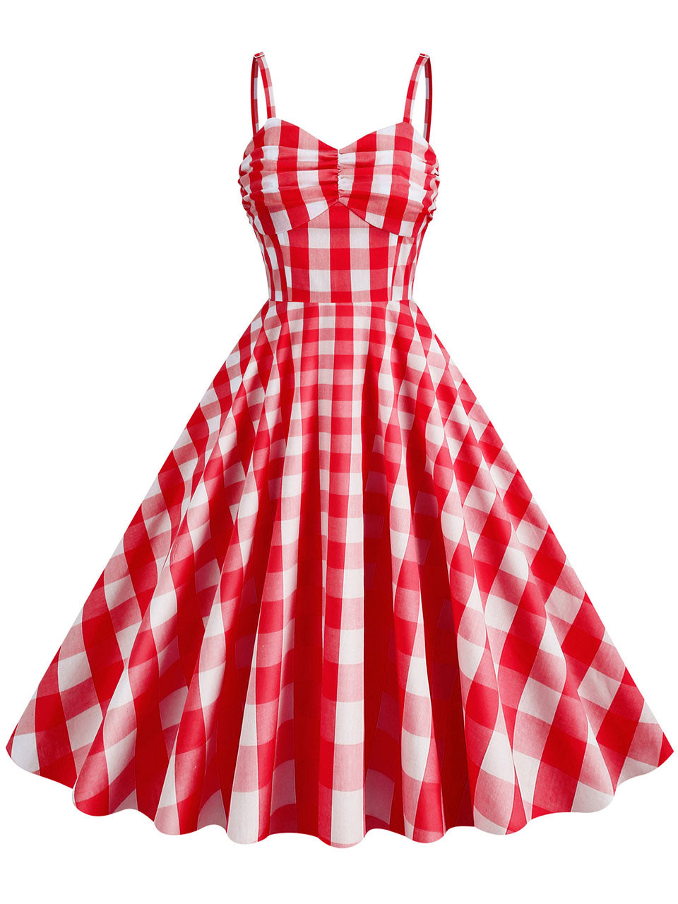 Pink And White Barbie Same Style Plaid Strap Classis Style 1950S Vintage Dress