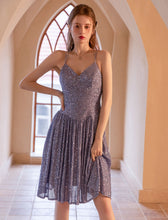 Load image into Gallery viewer, V Neck Strap Balletcore Sequins Vintage Dress Party Dress