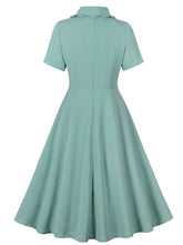 Load image into Gallery viewer, Mint Green V Neck 1950s Vintage Swing Dress