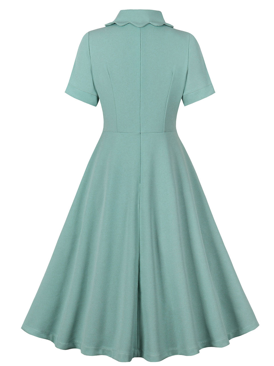 Zapaka Women Green Ruffles Retro 1950s Dress A Line V Neck Short Sleeves Vintage Dress, Green / M Zapaka Women Green Ruffles Retro 1950s Dress A Line V Neck Short Sleeves Vintage Dress, Green / M