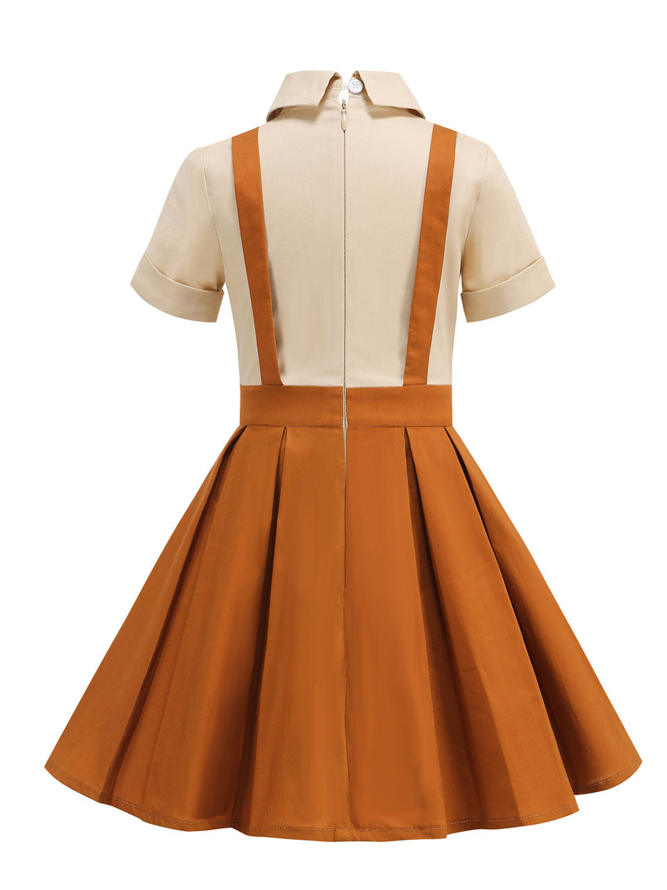 Kids Little Girls' Dress Brown Peter Pan Collar 1950S Suspender Dress Jolly Vintage Kids Little Girls' Dress Brown Peter Pan Collar 1950S Suspender Dress Jolly Vintage