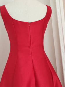 Rose Satin Sleeveless Classic 1950S Vintage Sweet Party Dress