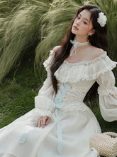 Load image into Gallery viewer, White Victorian Style Off-Shoulder Lace Corset Wedding Gown Wedding Maxi Dress