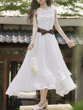 Load image into Gallery viewer, 2PS White Lace Chiffon Cape Vintage Dress Set