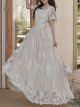 Load image into Gallery viewer, Ivory Victorian Style Lace Corset Wedding Gown Wedding Maxi Dress