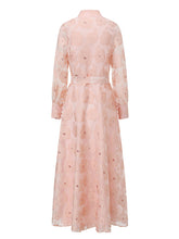 Load image into Gallery viewer, Women's 1970s Orange Lace Mandarin Collar Maxi Dress