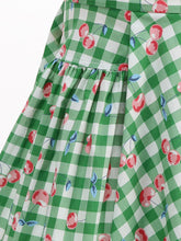 Load image into Gallery viewer, Kids Little Girls' Dress Green Cherry Plaid 1950S Vintage Dress