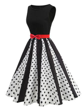Load image into Gallery viewer, White and Black Crew Neck Swing 1950S Vintage Dress Inspired by Cruella De Vil