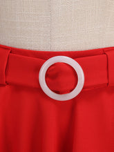 Load image into Gallery viewer, 1950s Red High Waist Pleated Swing Vintage Skirt with Belt