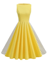 Load image into Gallery viewer, 1950s Vintage Polka Dot Sleeveless Retro Swing Dress