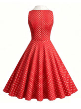 Load image into Gallery viewer, 1950s Vintage Polka Dots Sleeveless Retro Swing Dress