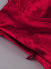 Load image into Gallery viewer, Red Floral Jacquard Slip Evening Dress with Asymmetrical Hem