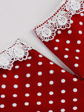Load image into Gallery viewer, Vintage Lace Red V Neck Polka Dots 1950s Swing Dress