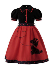 Load image into Gallery viewer, Kids Little Girls' Dress Vintage 1950s Style Poodle Retro Mint &amp; Pink Rockabilly Swing Skirt Dress